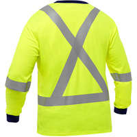 Bisley&reg; X-Back Long Sleeve Shirt, Poly-Cotton, Small, High Visibility Lime-Yellow Groupe Generik