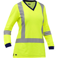 Bisley&reg; Women's X-Back Long Sleeve Shirt, Poly-Cotton, Small, High Visibility Lime-Yellow Groupe Generik
