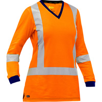 Bisley&reg; Women's X-Back Long Sleeve Shirt, Poly-Cotton, Small, High Visibility Orange Groupe Generik