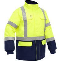 Manteau pour le froid extr&ecirc;me avec bas bleu marin et X au dos Bisley, Polyester, Jaune lime haute visibilit&eacute;, Petit Groupe Generik