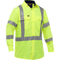 Bisley&reg; X-Back Long Sleeve Work Shirt with X-Airflow, Poly-Cotton, Small, High Visibility Lime-Yellow Groupe Generik
