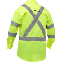 Bisley&reg; X-Back Long Sleeve Work Shirt with X-Airflow, Poly-Cotton, Small, High Visibility Lime-Yellow Groupe Generik
