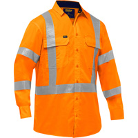 Bisley&reg; X-Back Long Sleeve Work Shirt with X-Airflow, Poly-Cotton, Small, High Visibility Orange Groupe Generik