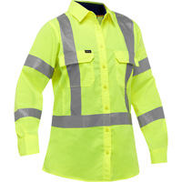 Bisley&reg; X-Back Women's Long Sleeve Work Shirt with X-Airflow, Poly-Cotton, Small, High Visibility Lime-Yellow Groupe Generik