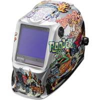 VIKING 3350 Hot Rodders Welding Helmet, 3.74" L x 3.34" W View Area, 5 - 13 Shade Range Groupe Generik
