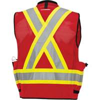 6678 High-Visibility Antimicrobial Mesh-Back Surveyor Vest, Red, Small, Polyester Groupe Generik
