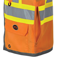 Pioneer Mesh Back Zip Front Surveyor Safety Vest, High Visibility Orange, Small, Polyester Groupe Generik