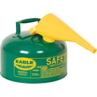 Safety Can for Combustibles with Funnel, Type I, Galvanized Steel, 2.5 US gal., Green, FM Approved/UL/ULC Listed Groupe Generik