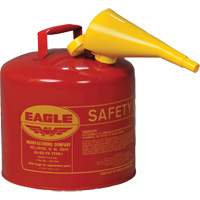 Safety Can for Flammables with Funnel, Type I, Galvanized Steel, 5 US gal., Red, FM Approved/UL/ULC Listed Groupe Generik