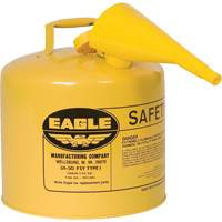 Safety Can for Diesel with Funnel, Type I, Galvanized Steel, 5 US gal., Yellow, FM Approved/UL/ULC Listed Groupe Generik