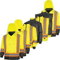 Parka de s&eacute;curit&eacute; d'hiver imperm&eacute;able 7-en-1 5057 Pioneer Yukon, Polyester, Noir/Jaune lime haute visibilit&eacute;, T-petit Groupe Generik