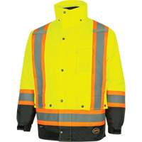 Parka de s&eacute;curit&eacute; d'hiver imperm&eacute;able 7-en-1 5057 Pioneer Yukon, Polyester, Noir/Jaune lime haute visibilit&eacute;, T-petit Groupe Generik