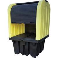 Palette anti-d&eacute;versement jaune &agrave; couvercle rigide roulant, 65" lo x 65" la x 101" h, Capacit&eacute; de charge 5000 lb Groupe Generik