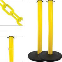 Industrial Stanchion Kit with Plastic Chain, 37" High, Yellow Groupe Generik