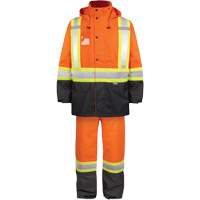 Ensemble de pluie haute visibilit&eacute; en tissu 150 deniers, Polyester, Petit, Orange haute visibilit&eacute; Groupe Generik