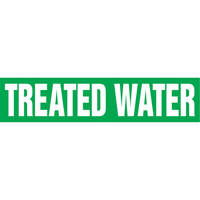 "Treated Water" Pipe Markers, Self-Adhesive, 2-1/2" H x 12" W, White on Green Groupe Generik