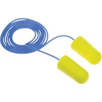 Bouchons d'oreilles n&eacute;on jaune E-A-Rsoft, Vrac - Sac en poly, Avec cordon Groupe Generik