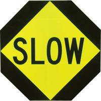 Panneau de signalisation &agrave; deux c&ocirc;t&eacute;s  Stop/Slow , Aluminium, Boulonn&eacute; Groupe Generik
