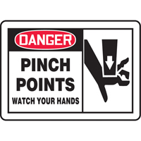 "Pinch Points" Sign, 10" x 14", Vinyl, English with Pictogram Groupe Generik