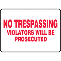 Enseigne  No Trespassing , 7" x 10", Vinyle, Anglais Groupe Generik