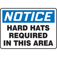 Enseigne  Hard Hats Required , 7" x 10", Vinyle, Anglais Groupe Generik