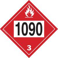 Plaque-&eacute;tiquette TMD 1090 pour liquide inflammable ac&eacute;tone, Plastique Groupe Generik