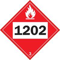 Plaque-&eacute;tiquette TMD 1202 pour liquide inflammable huile combustible, Vinyle adh&eacute;sif Groupe Generik
