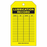 &eacute;tiquettes registres de lubrifications, Polyester, 4" la x 7" h, Anglais Groupe Generik