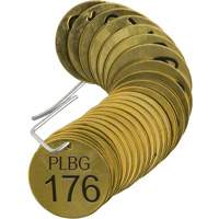 &eacute;tiquettes num&eacute;rot&eacute;es pour vannes PLPG, # 176-200, Laiton, 1,5" dia. Groupe Generik