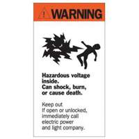 Enseigne Warning Hazardous Voltage, 8" x 4-1/2", Acrylique, Anglais avec pictogramme Groupe Generik