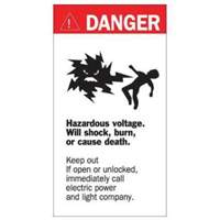 Enseigne Danger Hazardous Voltage, 8" x 4-1/2", Acrylique, Anglais avec pictogramme Groupe Generik