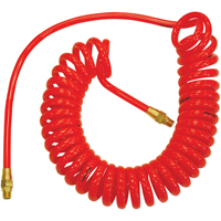 Tuyaux &agrave; air autor&eacute;tractables en polyur&eacute;thane Flexcoil a/raccords, Air, 1/4" DI x 15' lo, Polyur&eacute;thane, 140 psi &agrave; 23 °C Groupe Generik