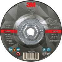 Quick Change Silver Depressed Centre Grinding Wheel 87446, 5" x 1/4", 5/8"-11 Arbor, Type 27, Ceramic Groupe Generik