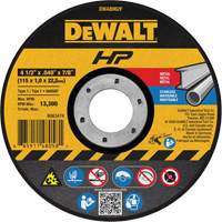 HP Metal Cut-Off Wheel, 4-1/2" x 0.04", 7/8" Arbor, Type 1, Aluminum Oxide, 13300 RPM Groupe Generik
