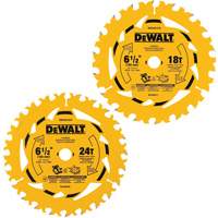 Assortiment de lames de scie circulaire, 6-1/2", 18/24 dents, Pour Bois Groupe Generik