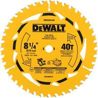 Lame de scie circulaire pour la coupe transversale, 8-1/4", 40 dents, Pour Bois Groupe Generik