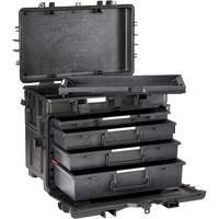 Coffre &agrave; outils militaire mobile avec tiroirs, 4 tiroirs, 22-4/5" la x 15" p x 18" h, Noir Groupe Generik
