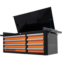 Top Chest, 42" W, 8 Drawers, Black/Orange Groupe Generik