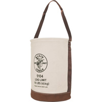 Seau avec fond en cuir, 17" h, Toile, Beige Groupe Generik