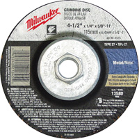 Grinding Wheel, 4-1/2" x 1/8", 5/8"-11 Arbor, Aluminum Oxide, Type 27 Groupe Generik
