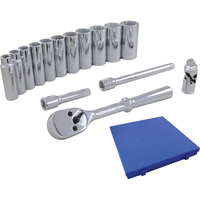 Jeu de douilles et accessoires, 15 Mcx, Prise de 3/8", Profond Groupe Generik