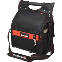 Pochette porte-outils pour &eacute;lectricien professionnel &agrave; fermeture &agrave; glissi&egrave;re, Polyester balistique, 19 pochettes, Noir/Rouge Groupe Generik