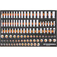 Jeu d'outils m&eacute;triques pour m&eacute;canicien MEGAMOD dans des plateaux en mousse modulaire avec armoire roulante &agrave; outils, 358 morcea Groupe Generik