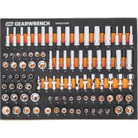 Jeu d'outils m&eacute;triques pour m&eacute;canicien MEGAMOD dans des plateaux en mousse modulaire avec armoire roulante &agrave; outils, 358 morcea Groupe Generik