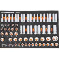 Jeu d'outils m&eacute;triques pour m&eacute;canicien MEGAMOD dans des plateaux en mousse modulaire avec armoire roulante &agrave; outils, 358 morcea Groupe Generik