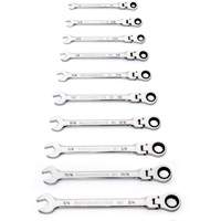 90-Tooth 12 Point SAE Wrench Set, Flex Head/Ratcheting Combination, 10 Pieces, Imperial Groupe Generik
