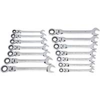 72-Tooth 12 Point Wrench Set, Flex Head/Ratcheting Combination, 14 Pieces, Imperial and Metric Groupe Generik