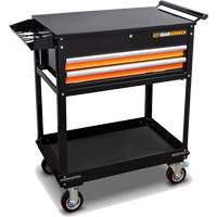 Utility Cart, 2 Drawers, 32-1/2" W x 42" H, Black/Orange Groupe Generik