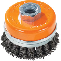 Knot-Twisted Wire Cup Brush with Ring, 3" Dia. x 5/8"-11 Arbor Groupe Generik