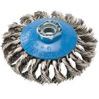 Knot-Twisted Saucer Cup Wire Wheel, 5" Dia., 0.02" Fill, 5/8"-11 Arbor, Aluminum/Stainless Steel Groupe Generik
